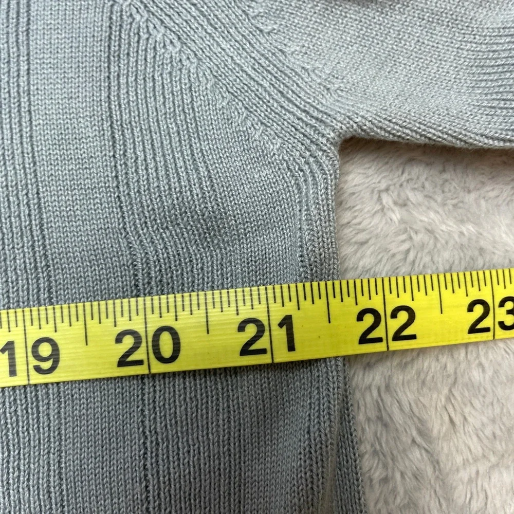 Vtg NWT Banana Republic Mens Ribbed Sweater Size L Blue Gray V-Neck 100% Cotton